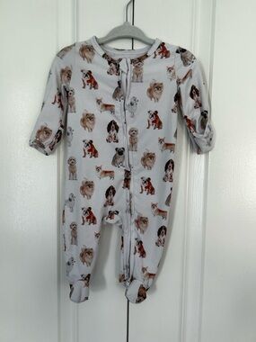 Caden Lane newborn dog print footie sleeper fuzzy soft